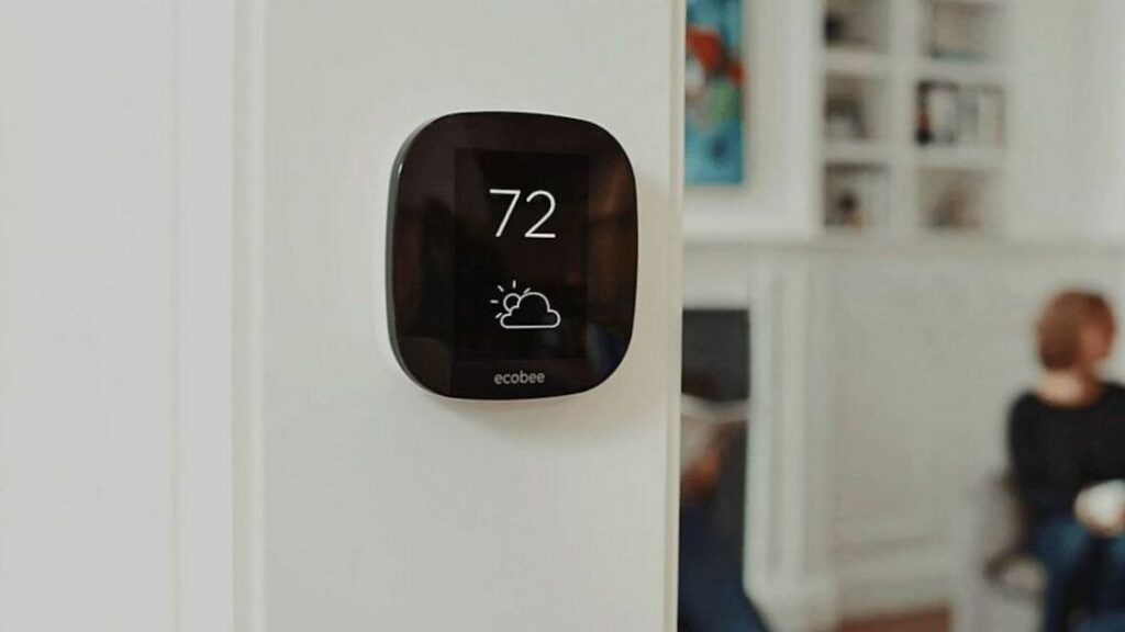 Ecobee smart thermostat on wall